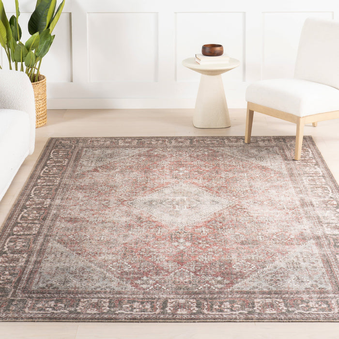 Burgundy Vintage Medallion Area Rug 150x240 cm