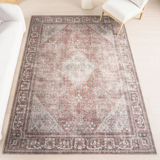 Burgundy Vintage Medallion Area Rug 150x240 cm