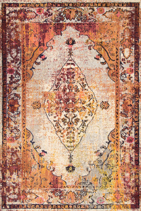 Burnt Orange Oriental Medallion Area Rug 140x200 cm