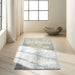 CK Rush CK950 Modern Crosshatched Linear Abstract Distressed Hi-Low Textured Low Flat-Pile Ivory/Blue Rug