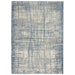 CK Rush CK950 Modern Crosshatched Linear Abstract Distressed Hi-Low Textured Low Flat-Pile Ivory/Blue Rug