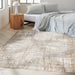 CK Rush CK950 Modern Crosshatched Linear Abstract Distressed Hi-Low Textured Low Flat-Pile Ivory/Taupe Rug