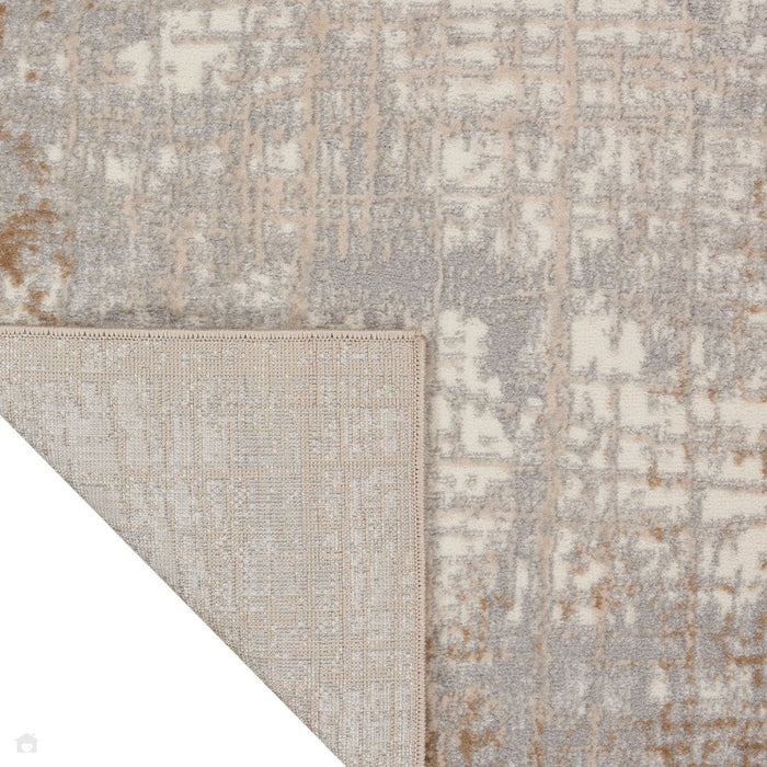 CK Rush CK950 Modern Crosshatched Linear Abstract Distressed Hi-Low Textured Low Flat-Pile Ivory/Taupe Rug