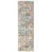 CK Rush CK951 Modern Crosshatched Linear Abstract Distressed Hi-Low Textured Low Flat-Pile Blue/Beige Rug