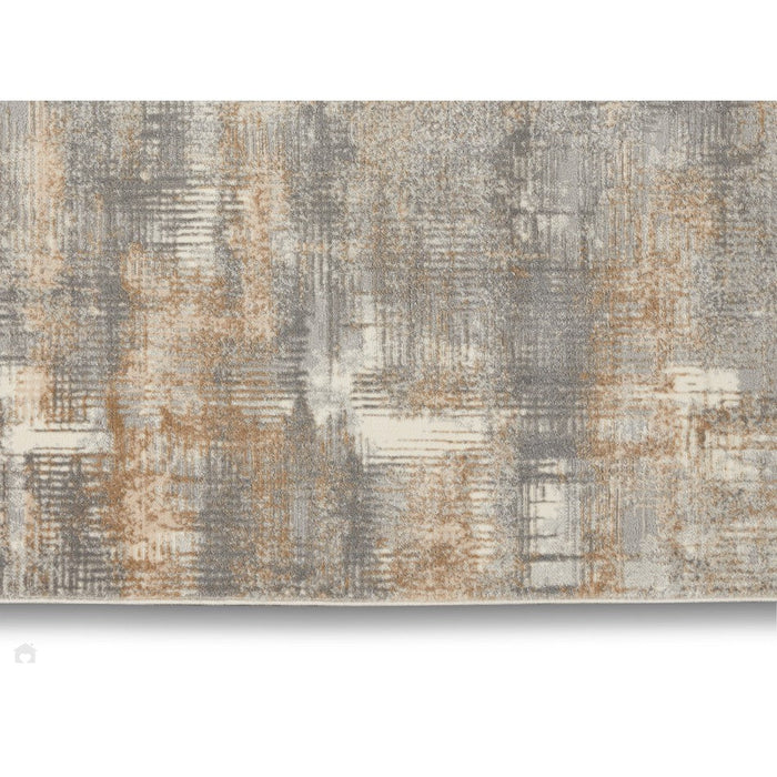 CK Rush CK951 Modern Crosshatched Linear Abstract Distressed Hi-Low Textured Low Flat-Pile Grey/Beige Rug