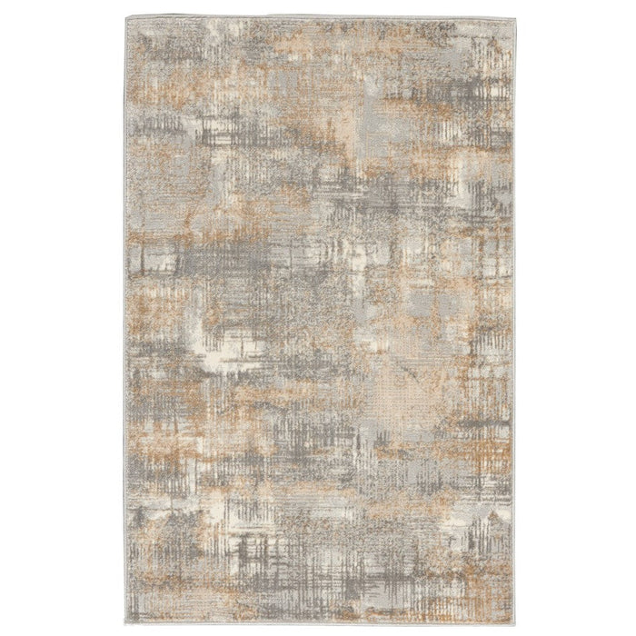 CK Rush CK951 Modern Crosshatched Linear Abstract Distressed Hi-Low Textured Low Flat-Pile Grey/Beige Rug