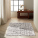 CK Rush CK952 Modern Crosshatched Linear Abstract Distressed Hi-Low Textured Low Flat-Pile Ivory/Grey Rug