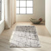 CK Rush CK952 Modern Crosshatched Linear Abstract Distressed Hi-Low Textured Low Flat-Pile Ivory/Grey Rug