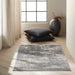 CK Rush CK953 Modern Crosshatched Linear Abstract Distressed Hi-Low Textured Low Flat-Pile Grey/Beige Rug