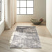 CK Rush CK953 Modern Crosshatched Linear Abstract Distressed Hi-Low Textured Low Flat-Pile Grey/Beige Rug