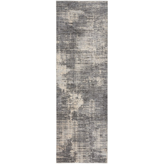 CK Rush CK953 Modern Crosshatched Linear Abstract Distressed Hi-Low Textured Low Flat-Pile Grey/Beige Rug