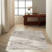 CK Rush CK953 Modern Crosshatched Linear Abstract Distressed Hi-Low Textured Low Flat-Pile Ivory/Beige Rug