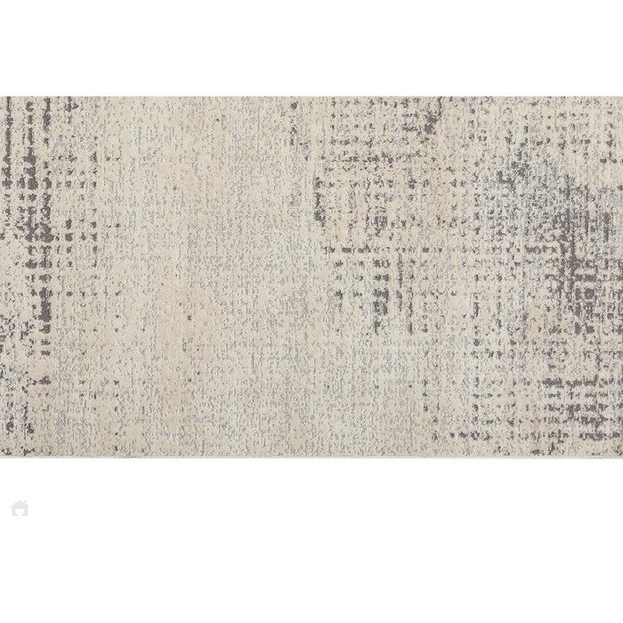 CK Rush CK953 Modern Crosshatched Linear Abstract Distressed Hi-Low Textured Low Flat-Pile Ivory/Beige Rug