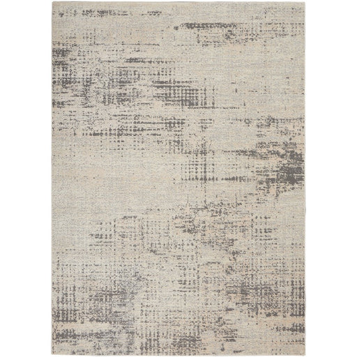 CK Rush CK953 Modern Crosshatched Linear Abstract Distressed Hi-Low Textured Low Flat-Pile Ivory/Beige Rug