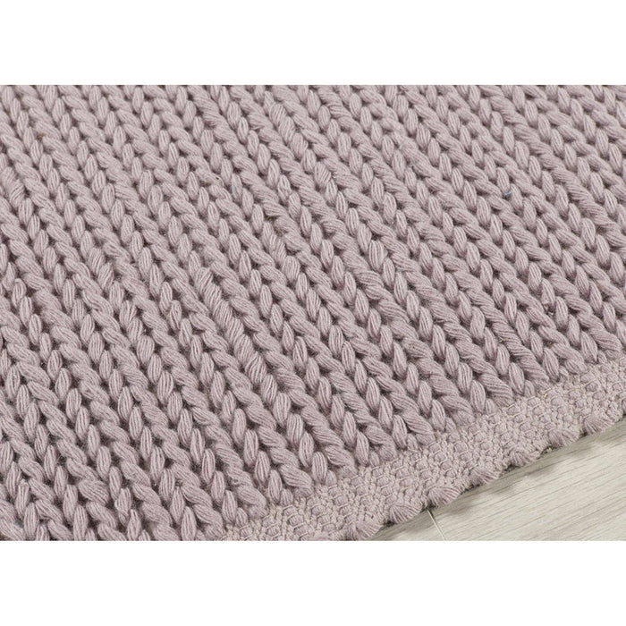 Cable Modern Plain Border Braided Knit Hand-Woven Textured Wool Flat-Pile Blush Pink Rug