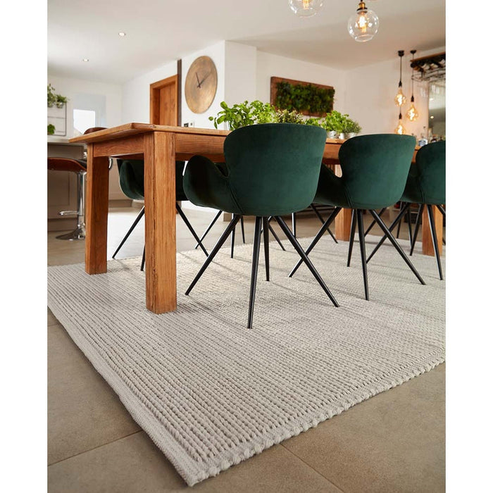 Cable Modern Plain Border Braided Knit Hand-Woven Textured Wool Flat-Pile Natural Rug