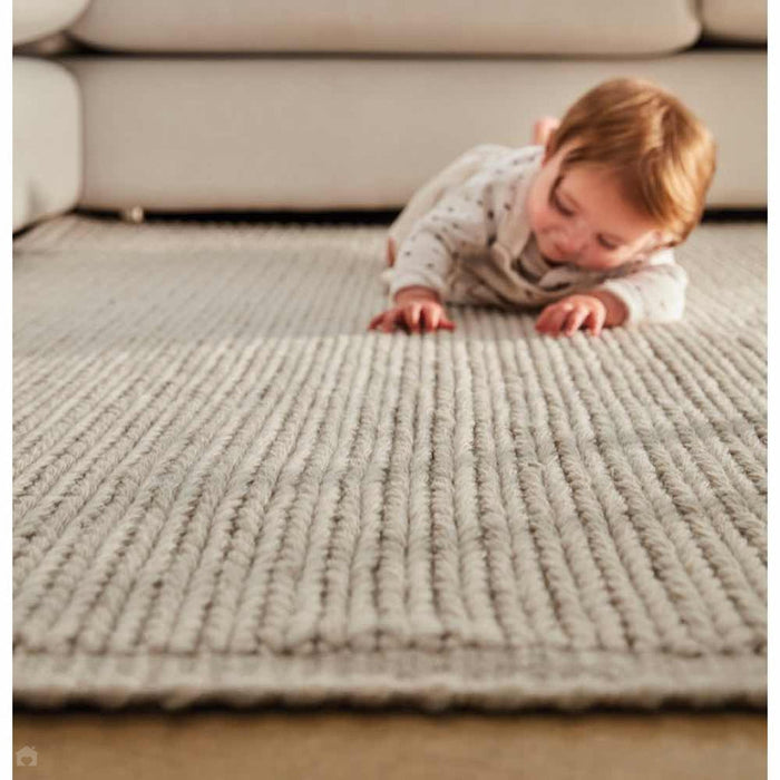 Cable Modern Plain Border Braided Knit Hand-Woven Textured Wool Flat-Pile Natural Rug