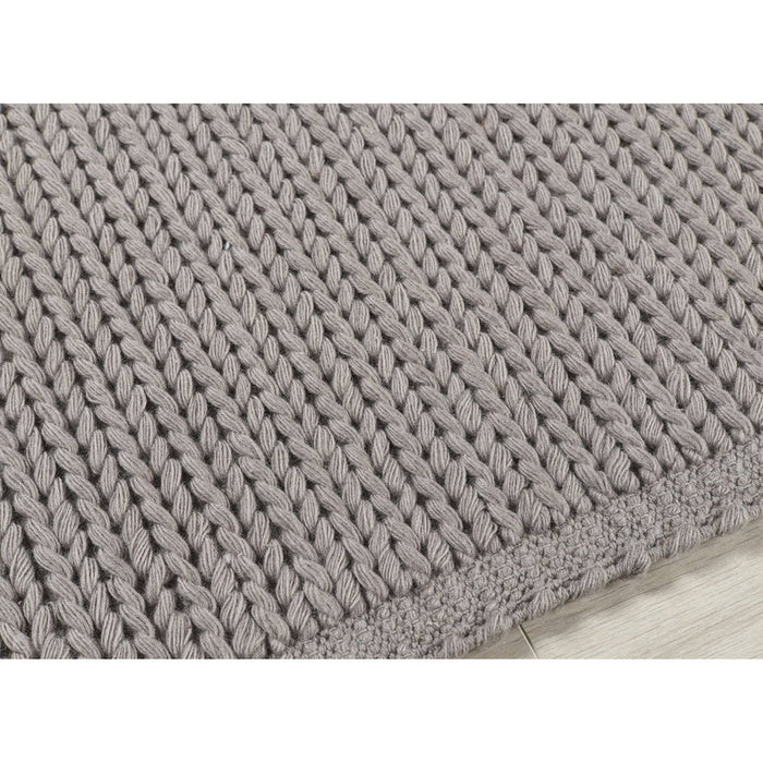 Cable Modern Plain Border Braided Knit Hand-Woven Textured Wool Flat-Pile Warm Grey Rug