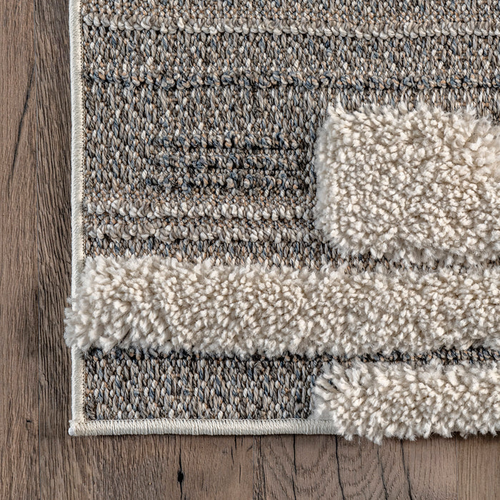 Cadence Grey Striped Shag Area Rug 120x180 cm