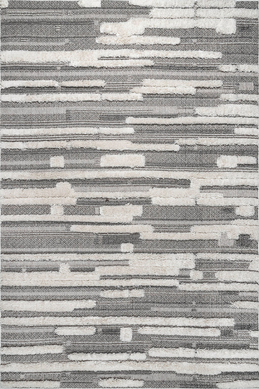 Cadence Grey Striped Shag Area Rug 120x180 cm