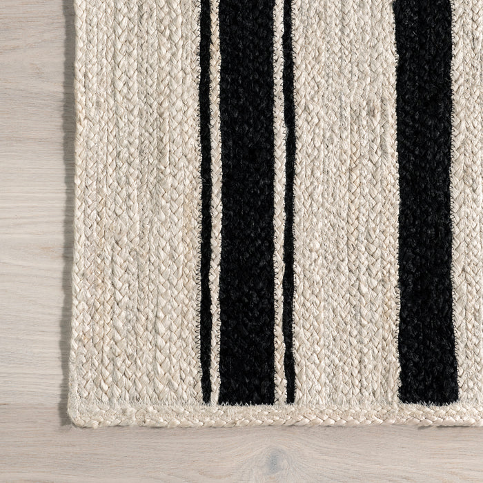 Calathea Jute Area Rug 160 cm Striped Design Black