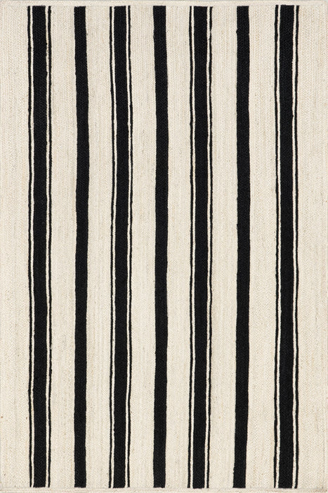 Calathea Jute Area Rug 160 cm Striped Design Black