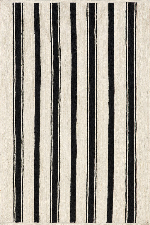 Calathea Jute Area Rug 160 cm Striped Design Black