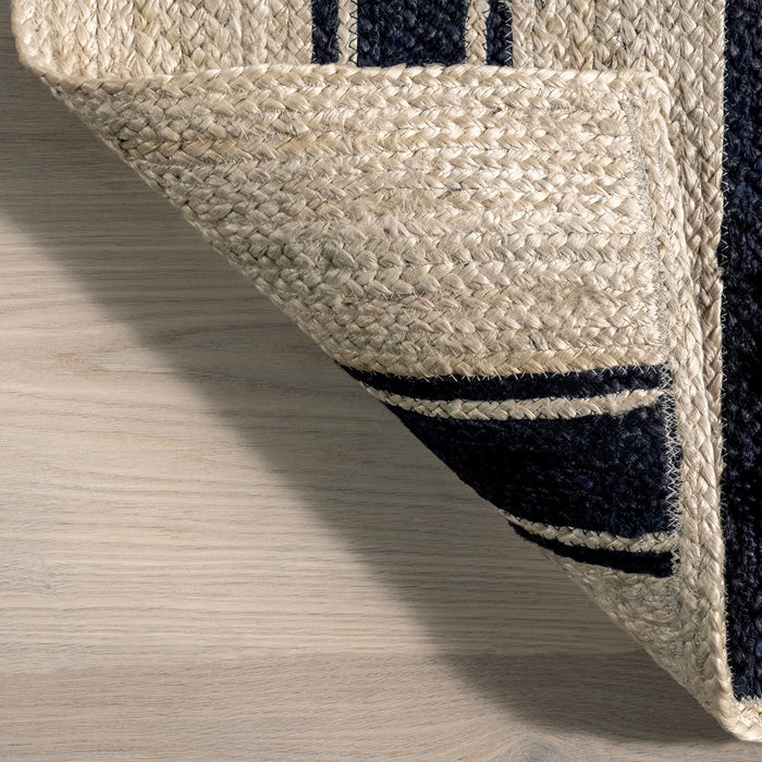 Calathea Jute Rug 152cm Striped Design in Navy