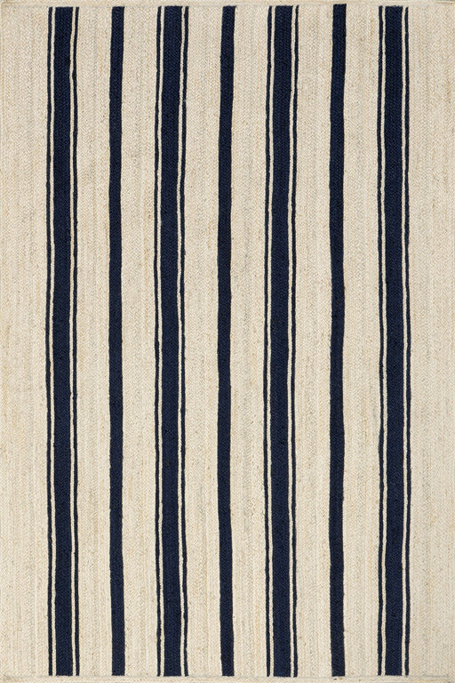 Calathea Jute Rug 152cm Striped Design in Navy