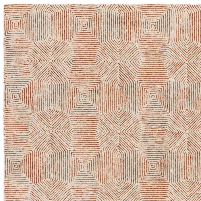 Camden Modern Geometric Hand-Woven Textured Wool&Viscose Space-Dyed Short High-Density Pile Flatweave Terracotta Rug