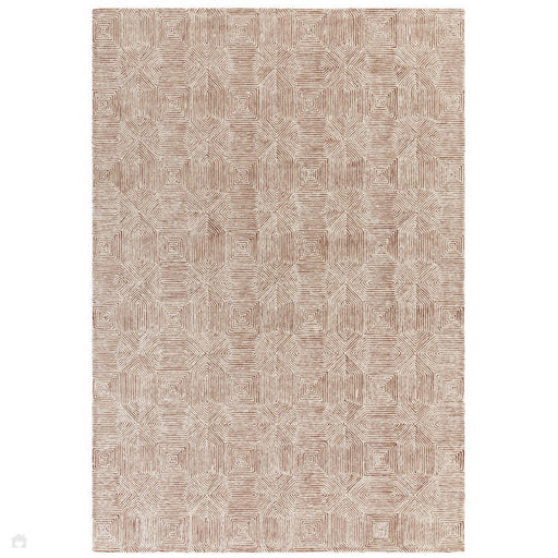 Camden Modern Geometric Hand-Woven Textured Wool&Viscose Space-Dyed Short High-Density Pile Flatweave Terracotta Rug