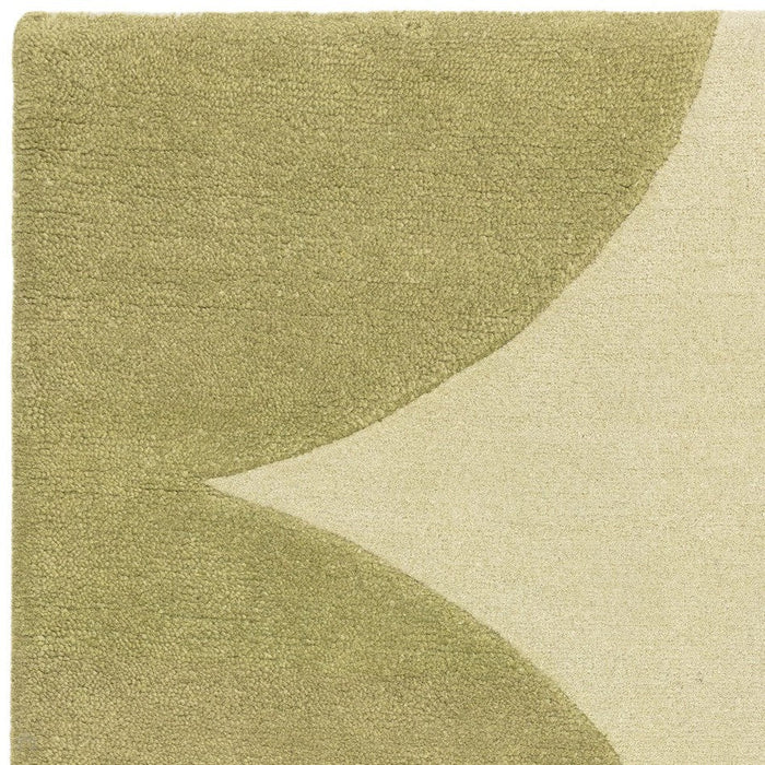 Canvas 01 Reflect Modern Abstract Hand-Woven Wool Hi-Low Contrast Textured Flat-Pile Green Rug