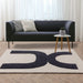 Canvas 03 Balance Modern Abstract Hand-Woven Wool Hi-Low Contrast Textured Flat-Pile Black Rug