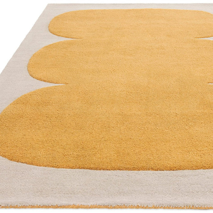 Canvas 04 Sculpt Modern Abstract Hand-Woven Wool Hi-Low Contrast Textured Flat-Pile Yellow Rug