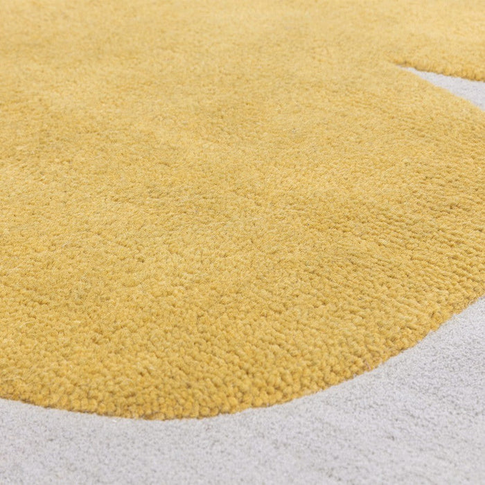 Canvas 04 Sculpt Modern Abstract Hand-Woven Wool Hi-Low Contrast Textured Flat-Pile Yellow Rug