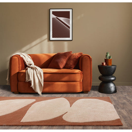 Canvas 05 Collage Modern Abstract Hand-Woven Wool Hi-Low Contrast Textured Flat-Pile Terracotta Rug