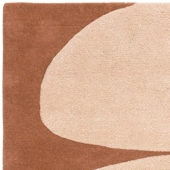 Canvas 05 Collage Modern Abstract Hand-Woven Wool Hi-Low Contrast Textured Flat-Pile Terracotta Rug