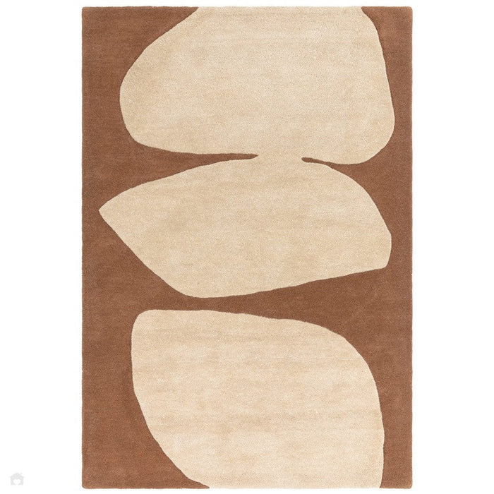 Canvas 05 Collage Modern Abstract Hand-Woven Wool Hi-Low Contrast Textured Flat-Pile Terracotta Rug