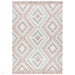 Carlton Boho Geometric Textured Hand-Woven Hi-Low Durable Stain-Resistant Weatherproof Flatweave In-Outdoor Pink/Cream/Taupe/Grey Rug