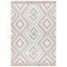 Carlton Boho Geometric Textured Hand-Woven Hi-Low Durable Stain-Resistant Weatherproof Flatweave In-Outdoor Pink/Cream/Taupe/Grey Rug