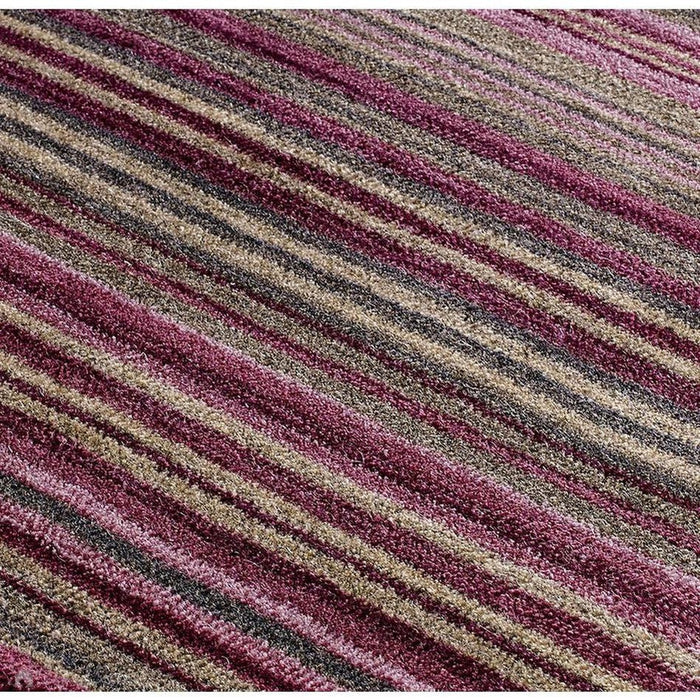 Carter Modern Stripe Hand Woven Wool Berry Purple/Grey/Beige Berry Rug