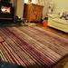 Carter Modern Stripe Hand Woven Wool Berry Purple/Grey/Beige Berry Rug