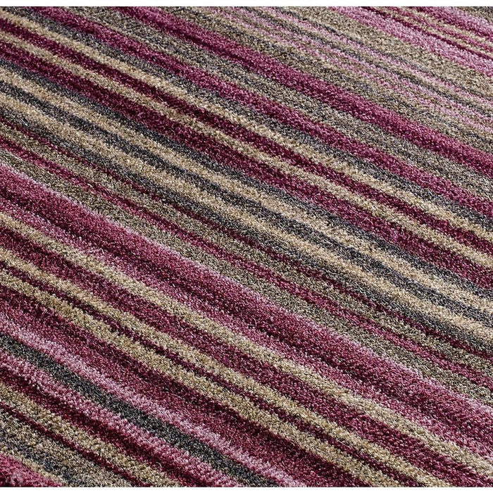 Carter Modern Stripe Hand Woven Wool Berry Purple/Grey/Beige Berry Runner