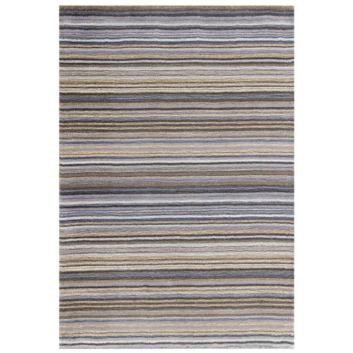 Carter Modern Stripe Hand Woven Wool Grey/Natural Rug