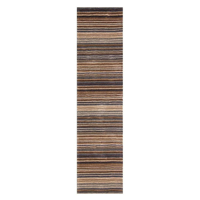 Carter Modern Stripe Hand Woven Wool Natural/Brown/Grey Rug