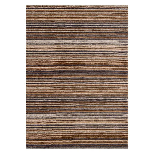 Carter Modern Stripe Hand Woven Wool Natural/Brown/Grey Rug