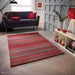 Carter Modern Stripe Hand Woven Wool Red/Grey/Beige Rug