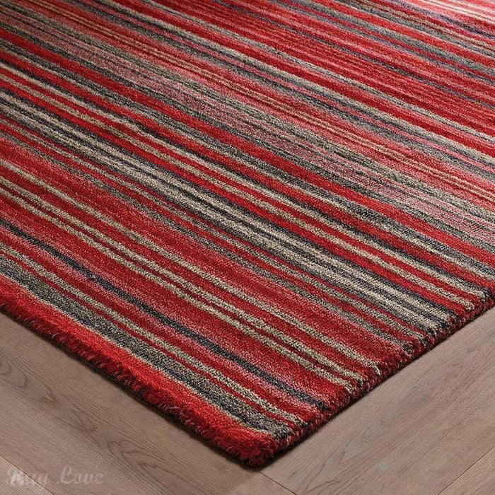 Carter Modern Stripe Hand Woven Wool Red/Grey/Beige Runner