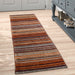 Carter Modern Stripe Hand Woven Wool Rust Orange/Grey/Beige Rug