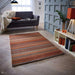 Carter Modern Stripe Hand Woven Wool Rust Orange/Grey/Beige Rug